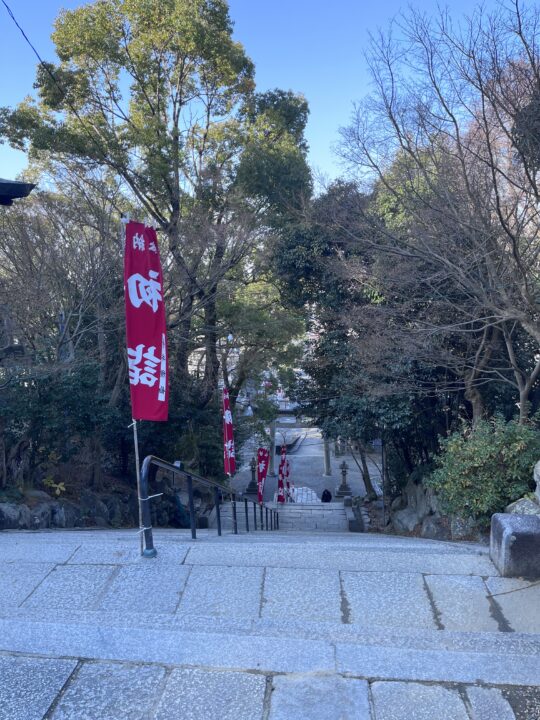 四條畷神社の石段の上からの景色